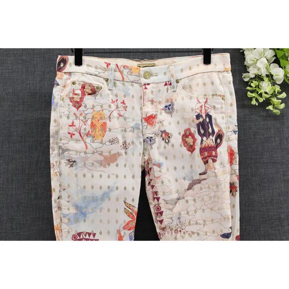 Mother Women's The Looker Friends In High Places Printed Beige Sz 26 - Picture 3 of 13